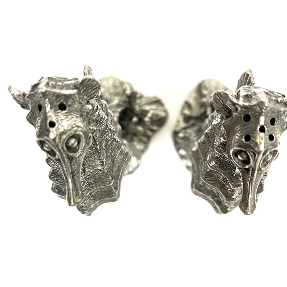 Seahorse Pewter Salt Pepper Shakers Set - Picture 6 of 10